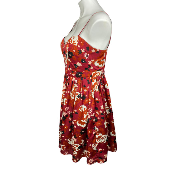 Fossil Size M Dress Spaghetti Straps Fit N Flare Red w/ White Black Pink Floral - Picture 4 of 5